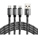 Kabel USB -> USB-C/microUSB/Lightning 3w1 1,2m 2,4A pleciony czarny EVERACTIVE (CBB-1.2MCI)