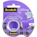 Tama klejca SCOTCH® Gift Wrap, do pakowania prezentów, na podajniku, 19mm, 7,5m, transparentna
